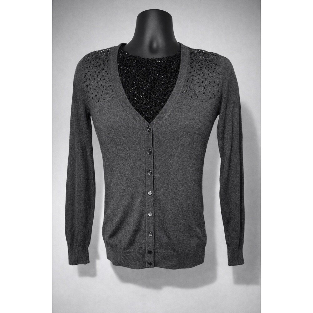 Merona Gray Beaded Cardigan Womens XS